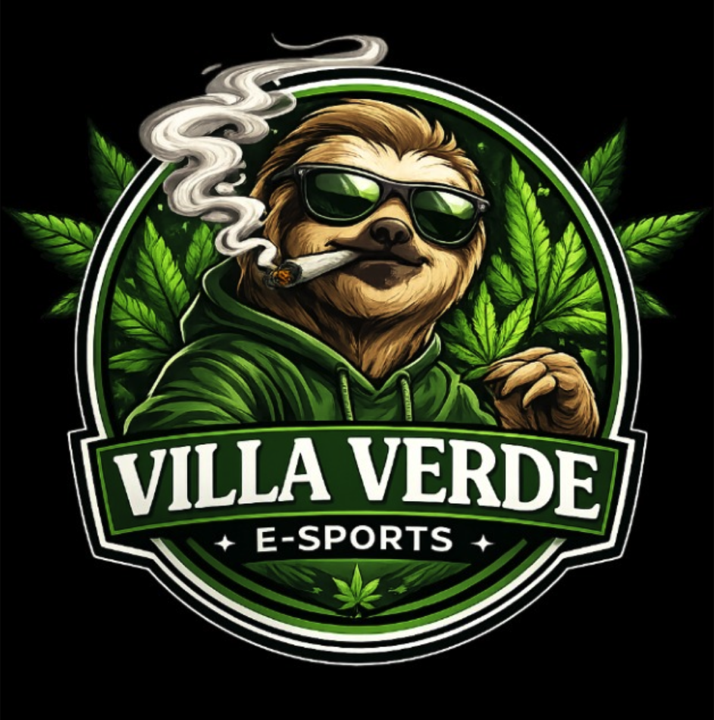Escudo da Villa Verde E-Sports: a preguiça de óculos escuros e moletom verde